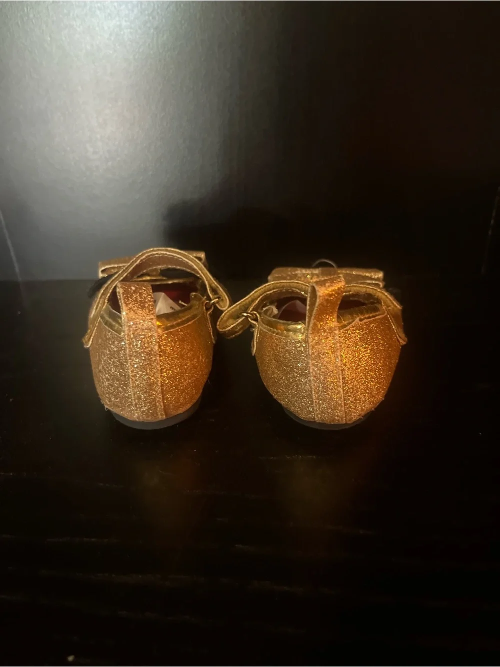 Gold and Black Kids Mary Jane Shoes with Bow